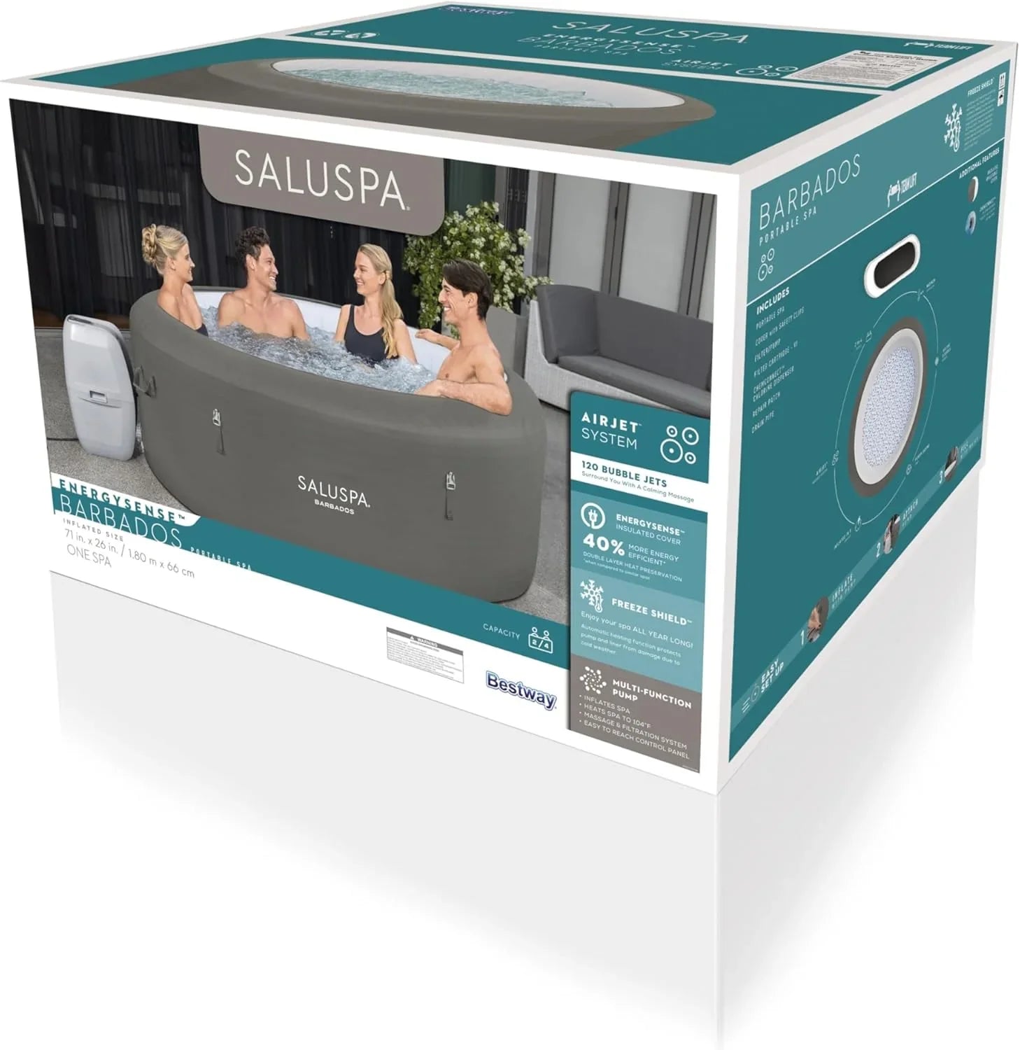 Spa gonflable Bestway SaluSpa Miami EnergySense AirJet (180 x 66 cm) | Spa portable avec 2 housses