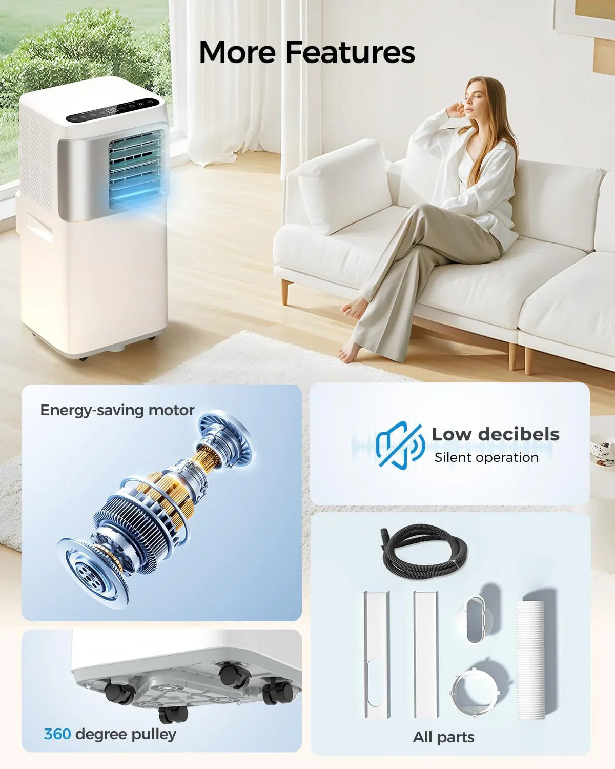 Climatiseur portable - 16 000 BTU - Unité de climatisation 5 en 1 Wi-Fi Smart AC