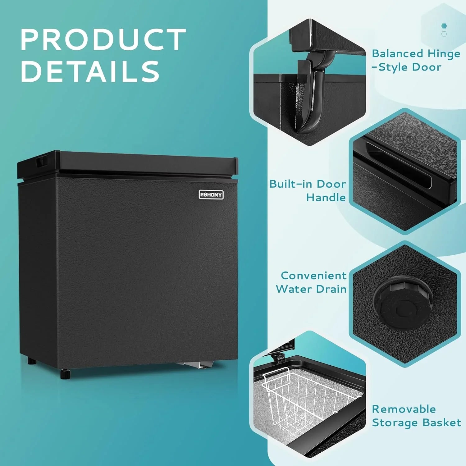 EUHOMY 3.5 Cubic Foot Upright Freezer, Small Deep Freezer, Adjustable 7 Thermostats, Quiet Mini Freezer, Freestanding Top Door