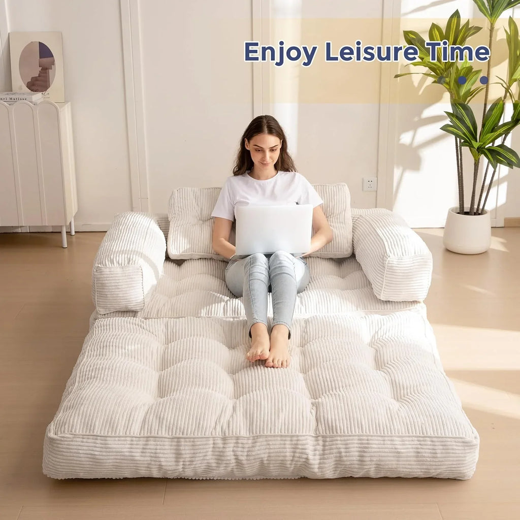 Canapé-lit pliant, canapé-lit convertible en L avec accoudoirs et oreillers