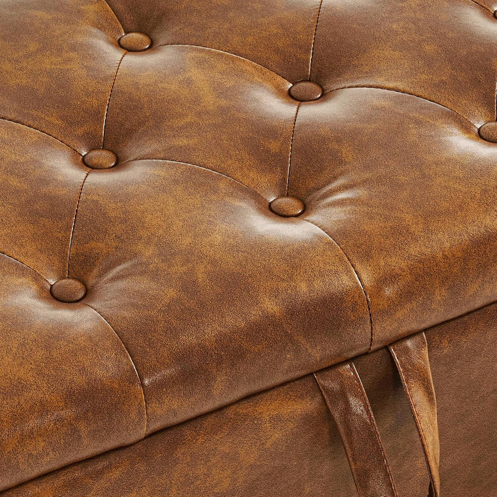 Tabouret de rangement moderne Furniliving, tabouret de bout de lit en bois massif Sherpa, tabouret rembourré tabouret d'intérieur