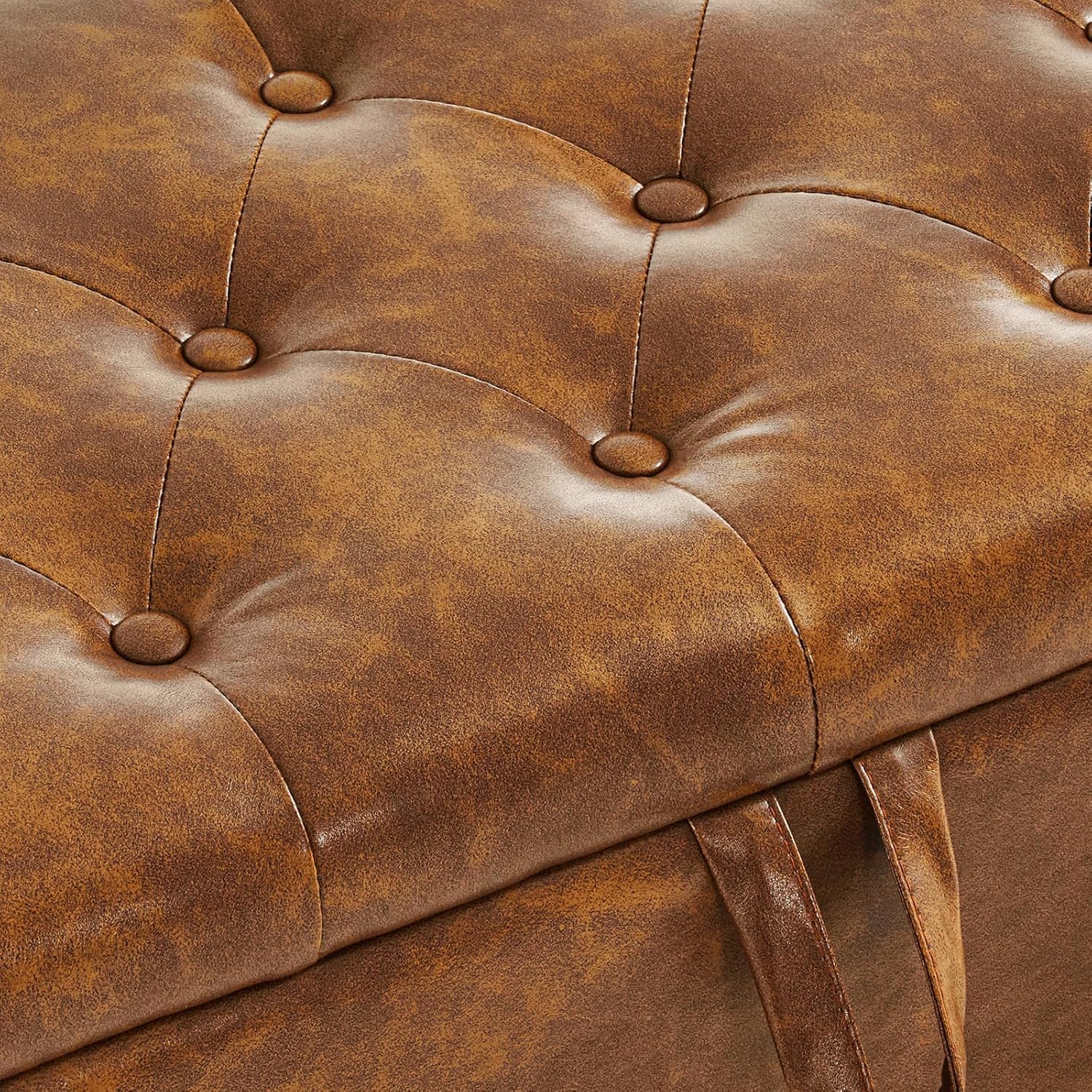 Tabouret de rangement moderne Furniliving, tabouret de bout de lit en bois massif Sherpa, tabouret rembourré tabouret d'intérieur