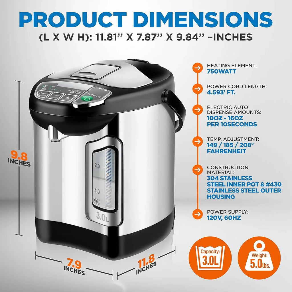 Chauffe-eau et distributeur d'eau chaude NutriChef, distributeur de boissons électrique 8 L