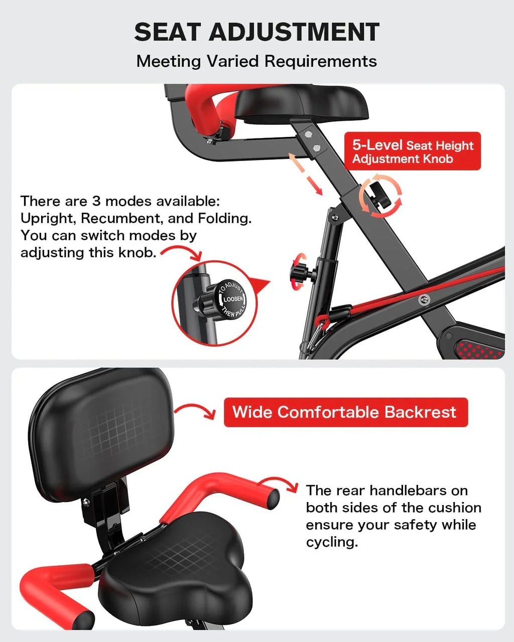 Vélo d'exercice pliable Pooboo, vélo d'exercice stationnaire pliable, vélo d'intérieur vertical