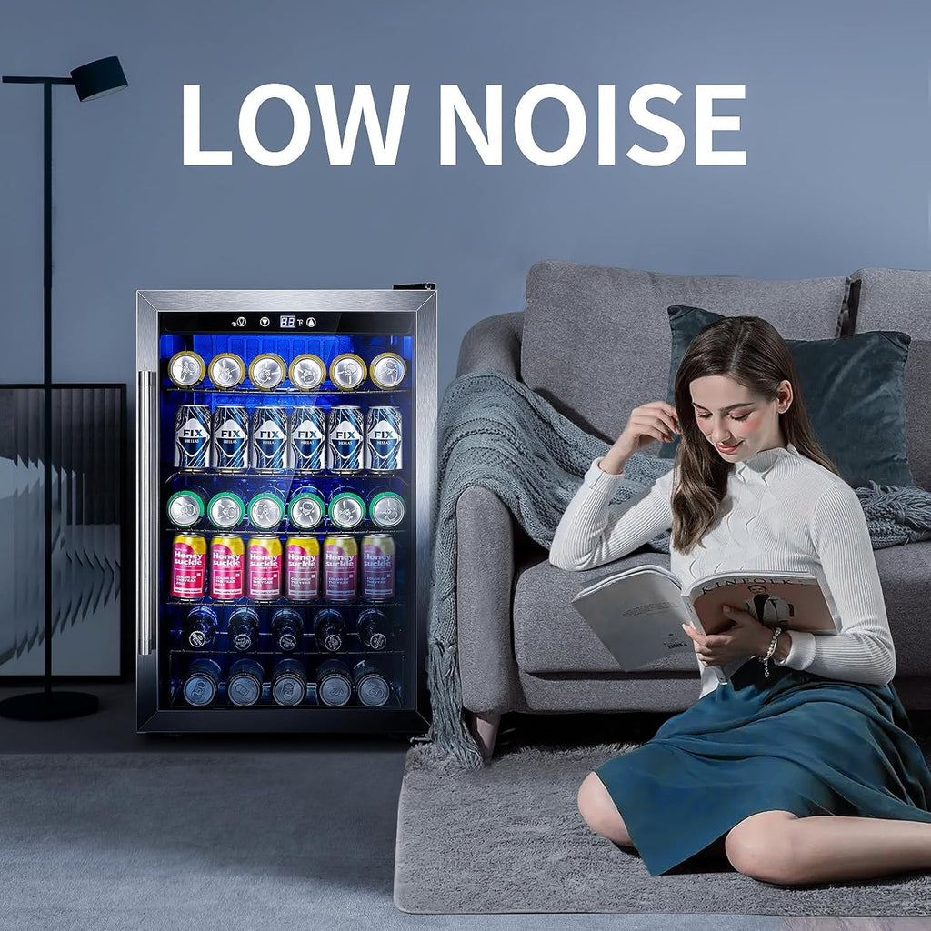 Réfrigérateur à boissons NJStar 68 canettes, mini-réfrigérateur à porte vitrée pour bière, boissons et vin, petit réfrigérateur autonome