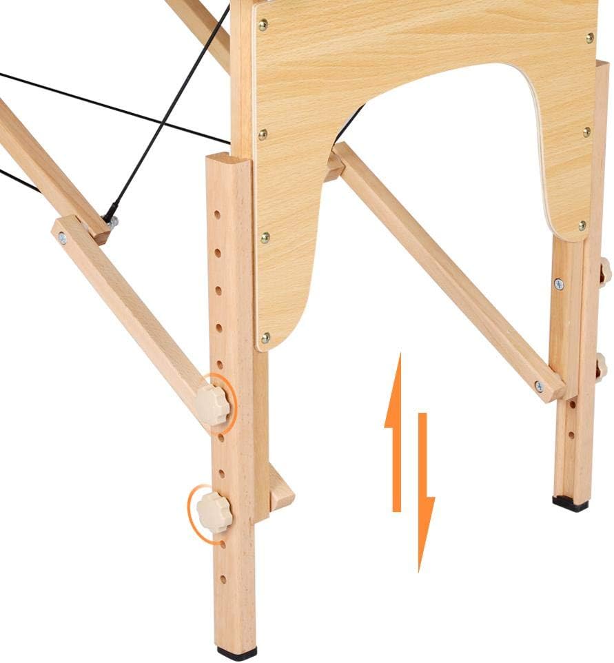 Yaheetech opklapbare massagetafel 70 cm, professioneel massagebed in 2 delen, massief houten tafelbank, cosmetische therapie, zwart 