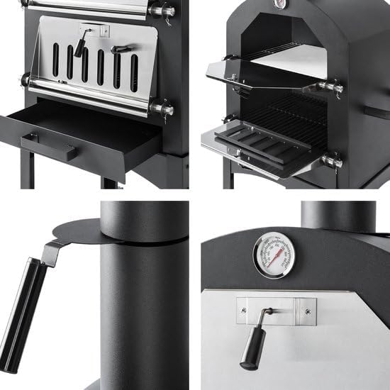 Four de jardin MaxxGarden Four à pizza Gril de jardin Pierre à pizza Gril de terrasse Four de jardin Fumoir 156 cm H x 64 cm L x 45 cm