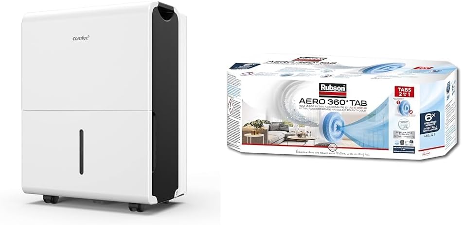 Déshumidificateur puissant COMFEE, absorbe jusqu'à 50 L/jour, sèche-linge, mode confort, grand réservoir de 6 L, minuterie 24 h, idéal pour les grandes pièces de 101 à 116 ㎡, MDDPE-50DEN7, cave, sous-sol