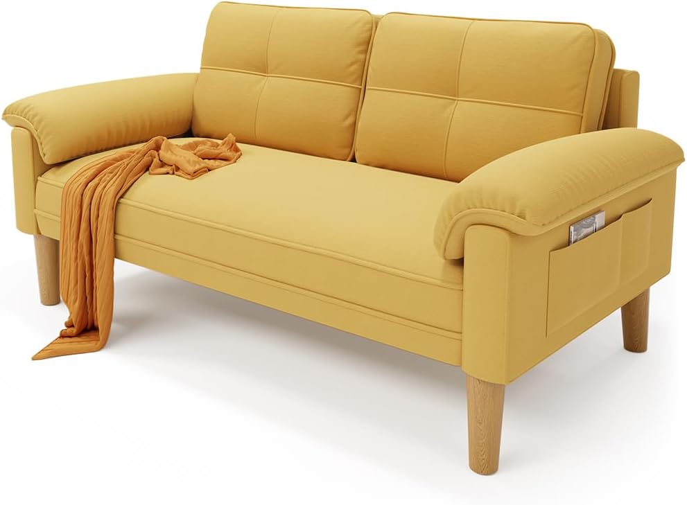 Xbro 2-zitsbank - Kleine 2-zitsbank met armleuningen en zijvak, moderne bank voor woonkamer, appartement, kantoor, eenvoudig te monteren, 144 x 77 x 77 cm, donkergrijs 