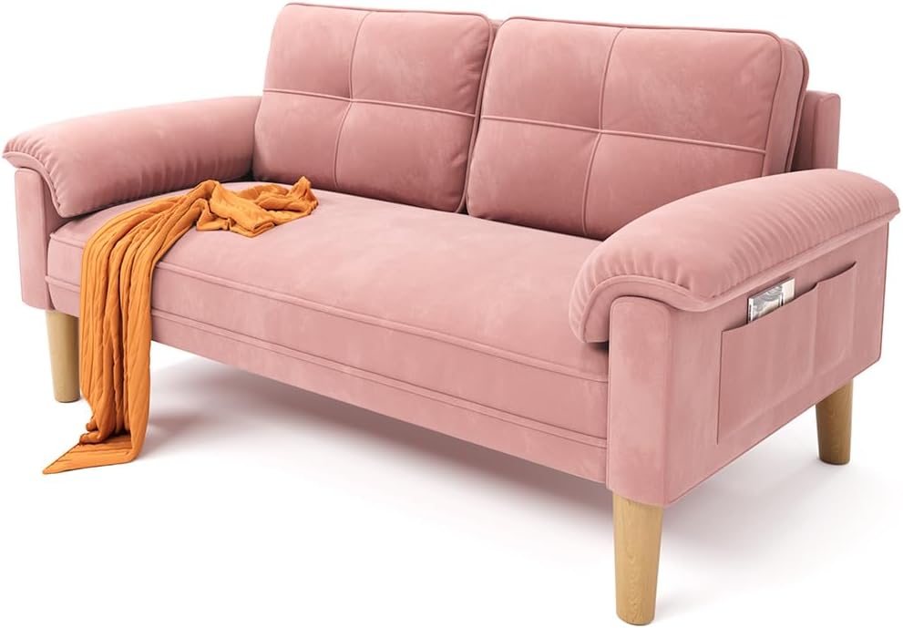 Xbro 2-zitsbank - Kleine 2-zitsbank met armleuningen en zijvak, moderne bank voor woonkamer, appartement, kantoor, eenvoudig te monteren, 144 x 77 x 77 cm, donkergrijs 