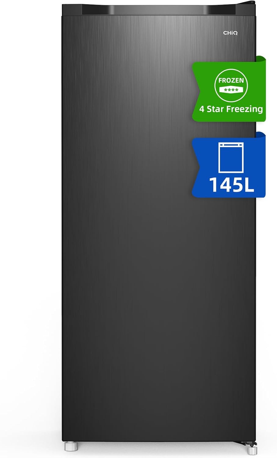 CHiQ Congélateur d'une capacité de 145 L, Congélation rapide, Thermostat réglable Silencieux Porte réversible, Noir, Classe énergétique E