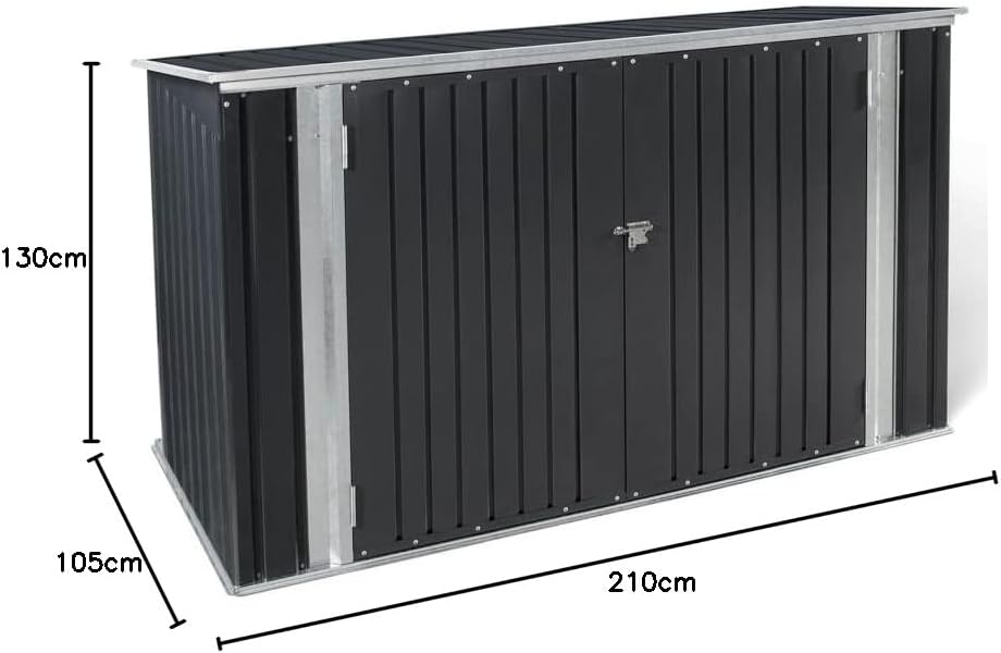 IDMarket - Abri de jardin métallique verrouillable avec rangements multiples pour vélos, outils et poubelles