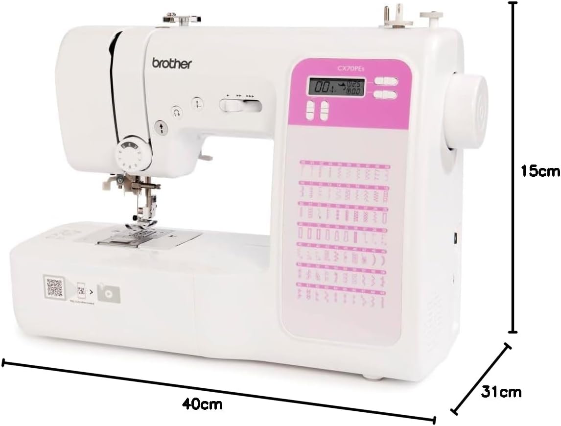 Elektronische naaimachine CS10S, wit/rood. 