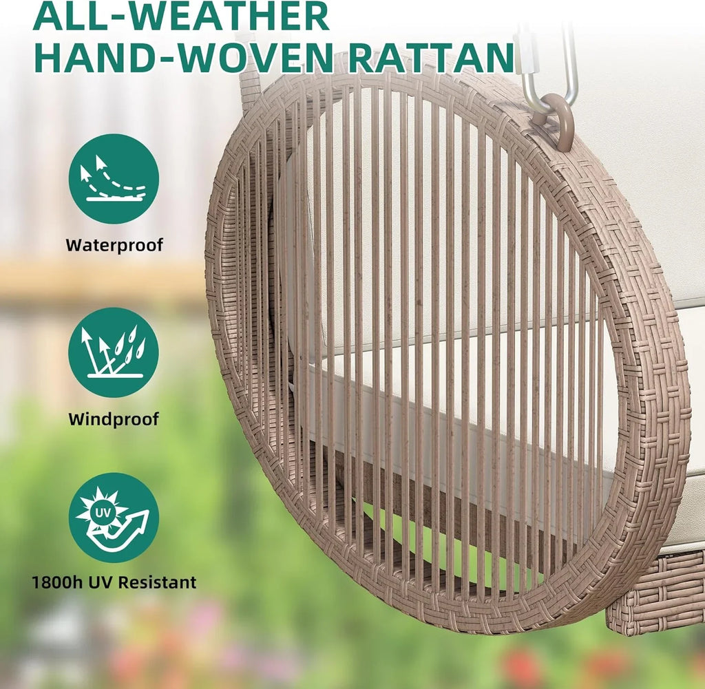 YITAHOME Balancelle suspendue pour porche, 3 places, banc d'extérieur en osier