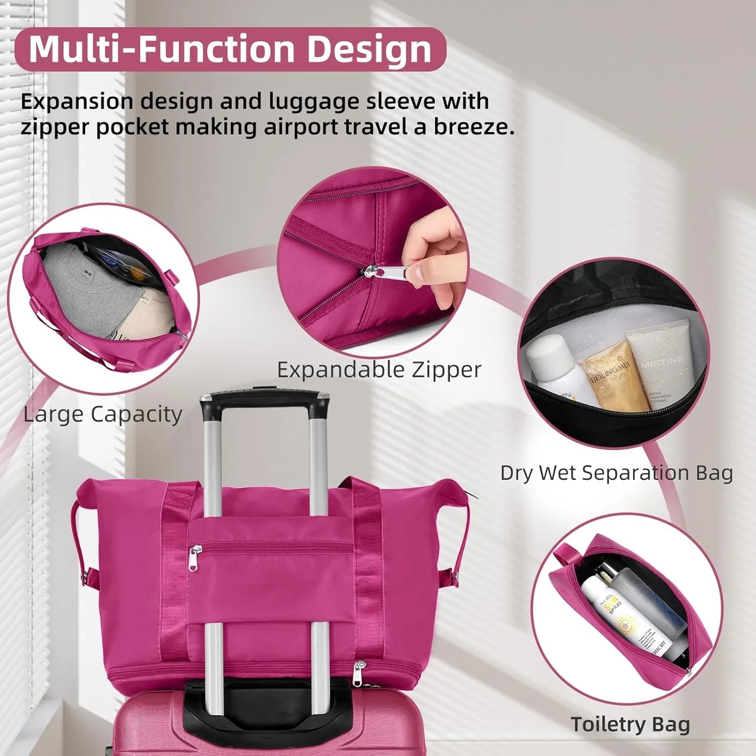 Ensemble de bagages 6 pièces, ensemble de valises rigides extensibles avec roulettes pivotantes, ensemble de bagages à roulettes légers