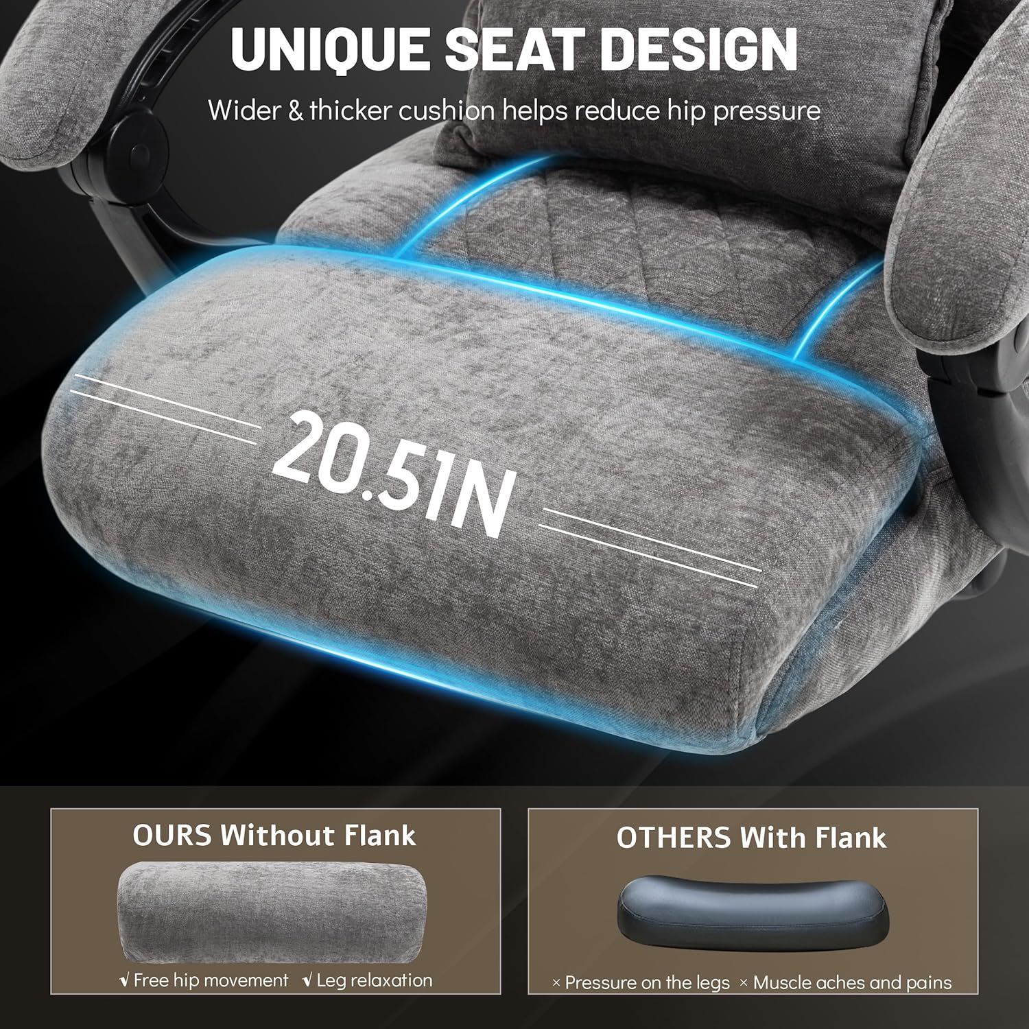 Chaise de bureau de massage avec repose-pieds, grande et haute chaise de bureau en cuir 500 lb