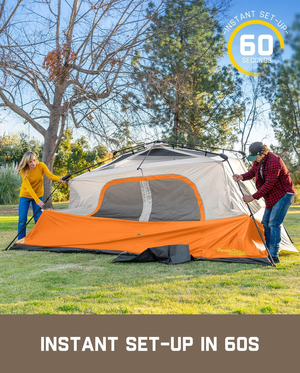 Tente de camping portable pour 4/6/8/10 personnes avec cabine instantanée et résistante à la pluie et au vent