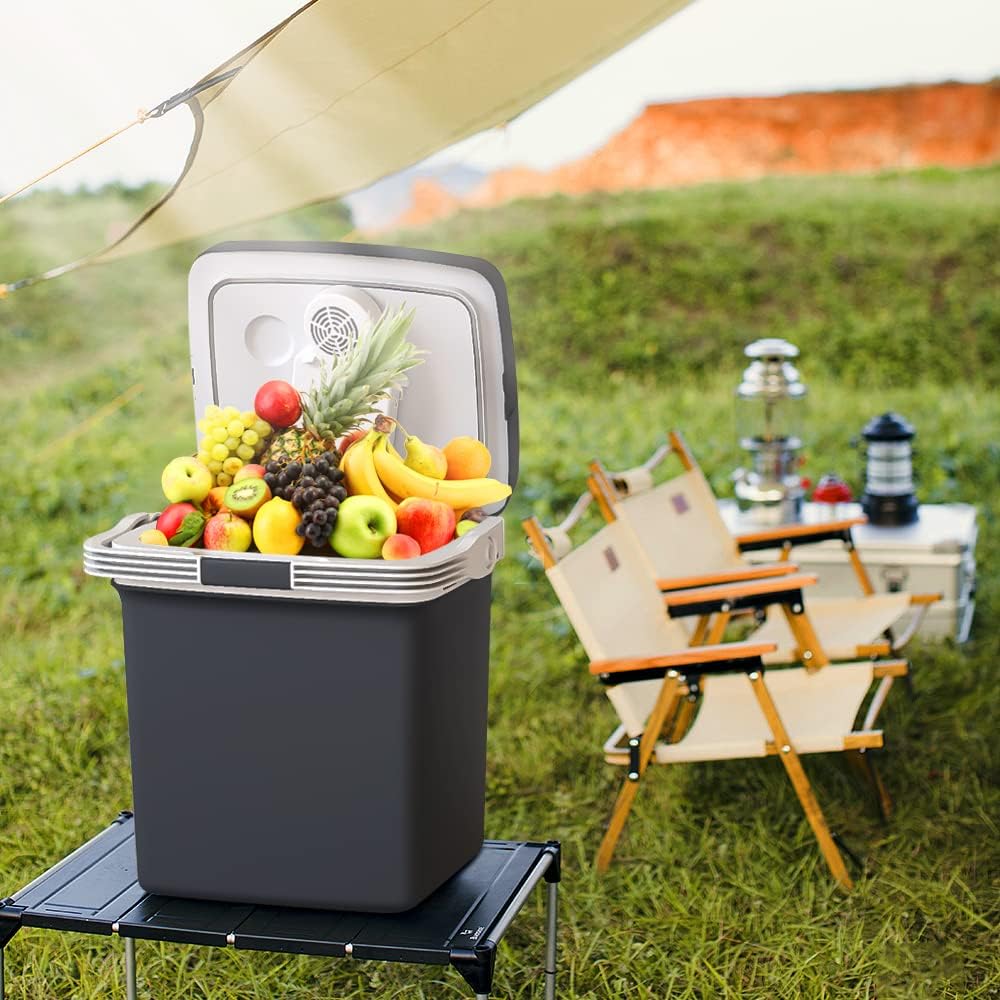 Glacière et chauffage électriques 28QT/26L, réfrigérateur de voiture portable (48℉~139℉), prise de glacière de voiture, glacière électrique de voiture AC/DC