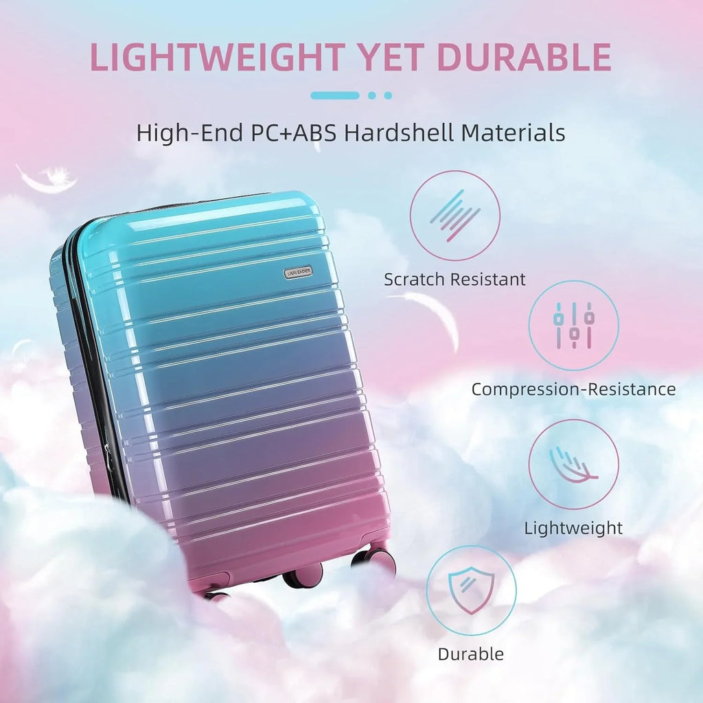 Ensemble de bagages 6 pièces, ensemble de valises rigides extensibles avec roulettes pivotantes, ensemble de bagages à roulettes légers