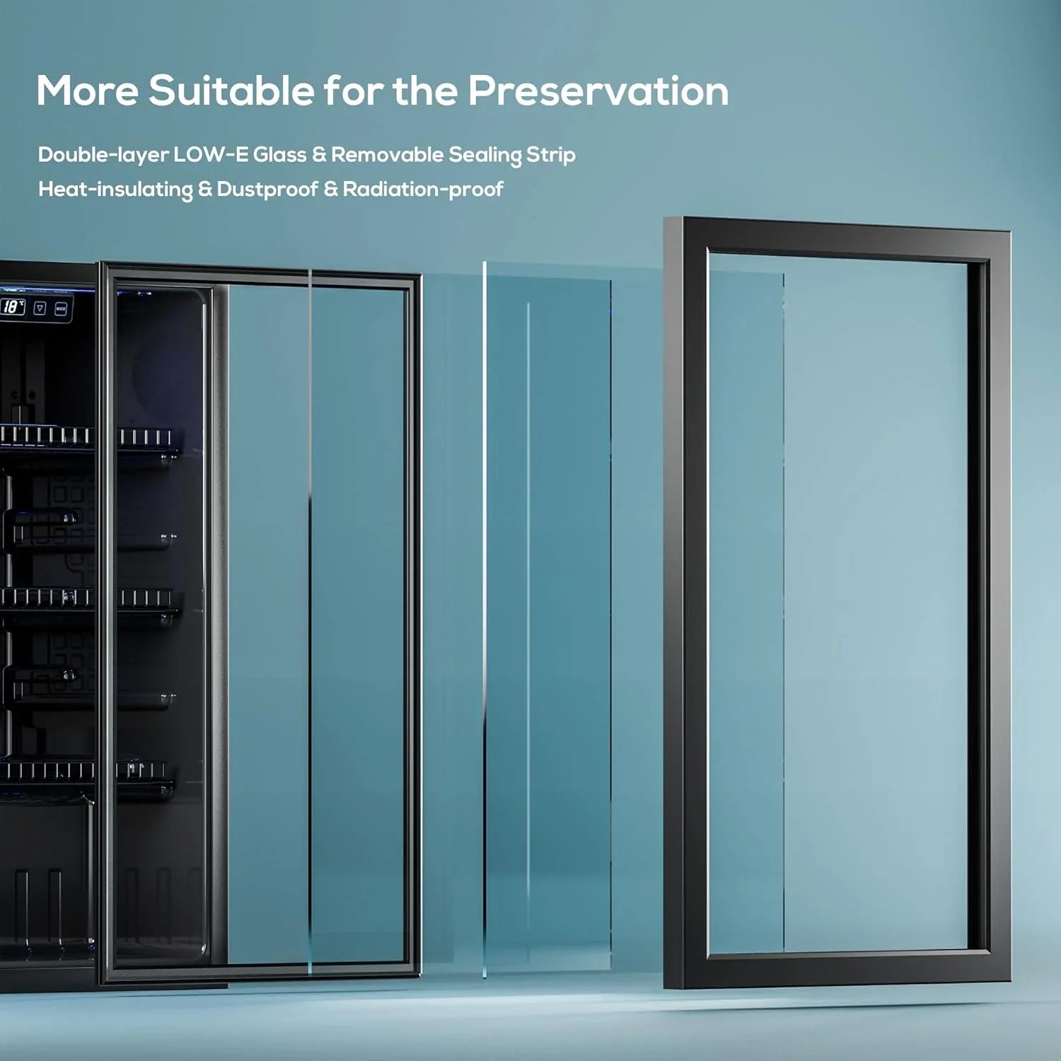 Réfrigérateur à boissons - 120 canettes - Mini réfrigérateur autonome avec porte vitrée, étagères réglables et affichage numérique de la température pour sodas, vins et bières.