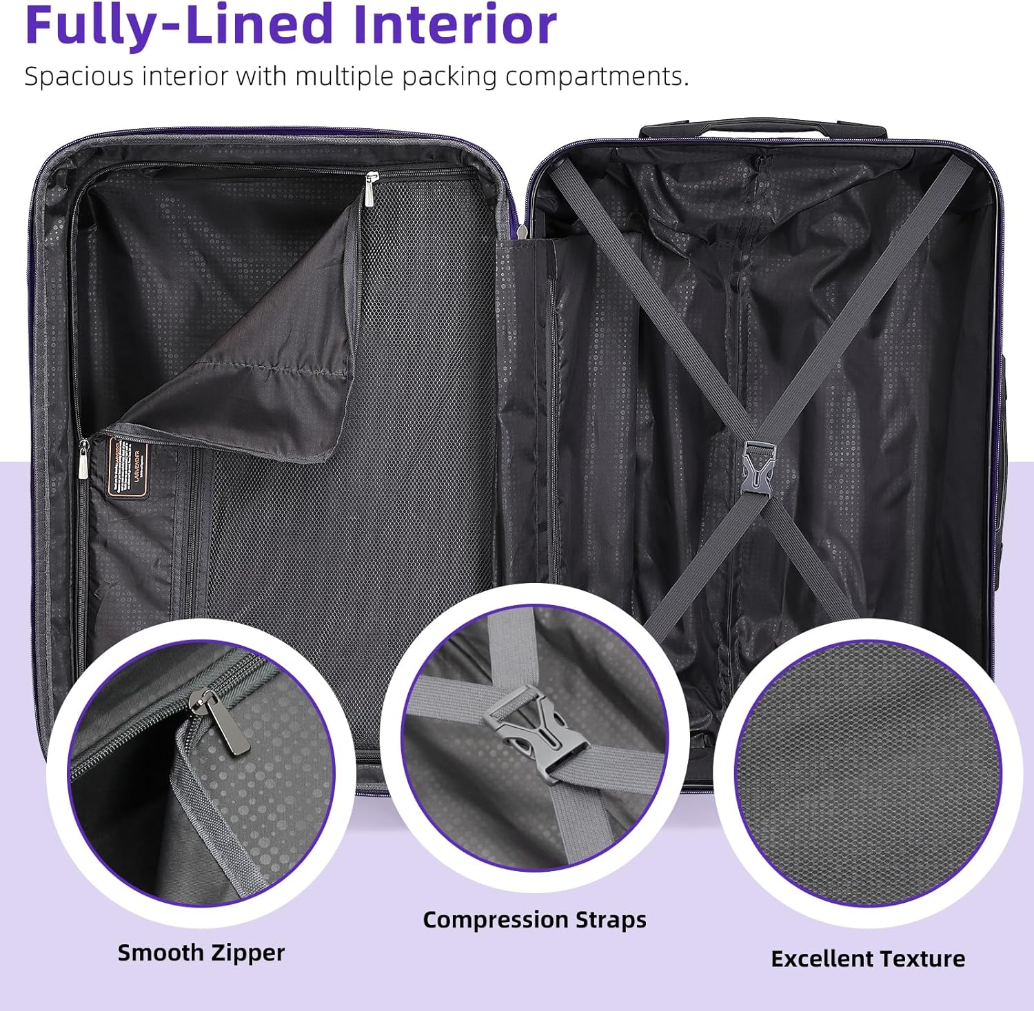 Ensemble de bagages 6 pièces, ensemble de valises rigides extensibles avec roulettes pivotantes, ensemble de bagages à roulettes légers