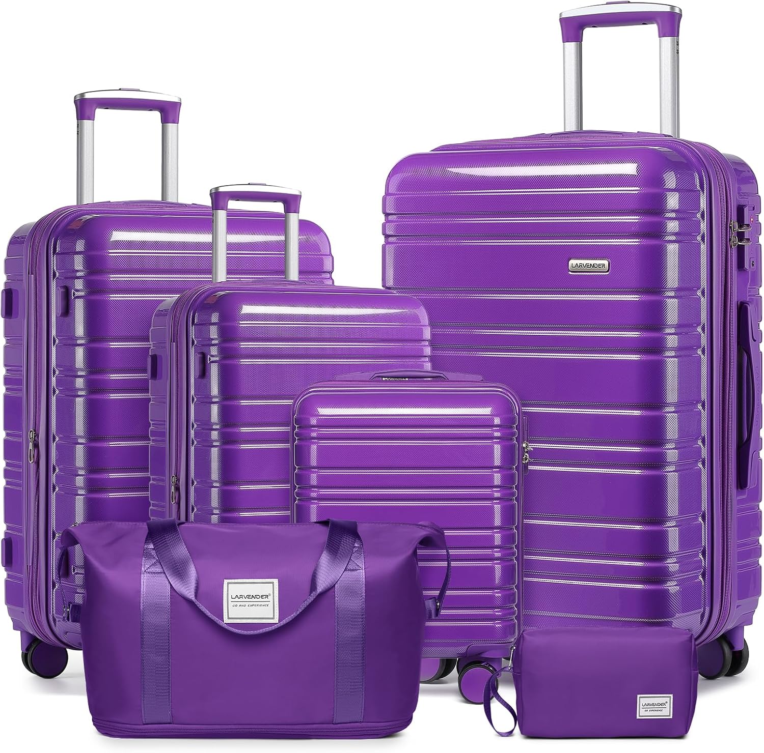 Ensemble de bagages 6 pièces, ensemble de valises rigides extensibles avec roulettes pivotantes, ensemble de bagages à roulettes légers