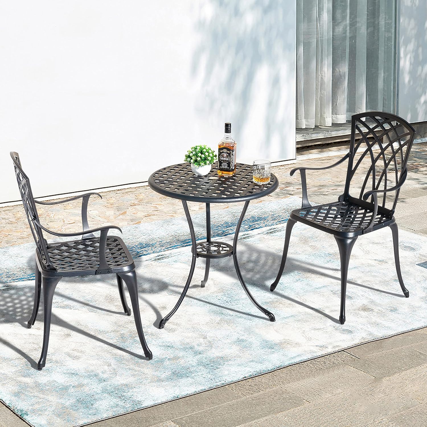 Ensemble bistro NUU GARDEN 3 pièces pour patio extérieur en aluminium moulé Ensemble table et chaises de patio