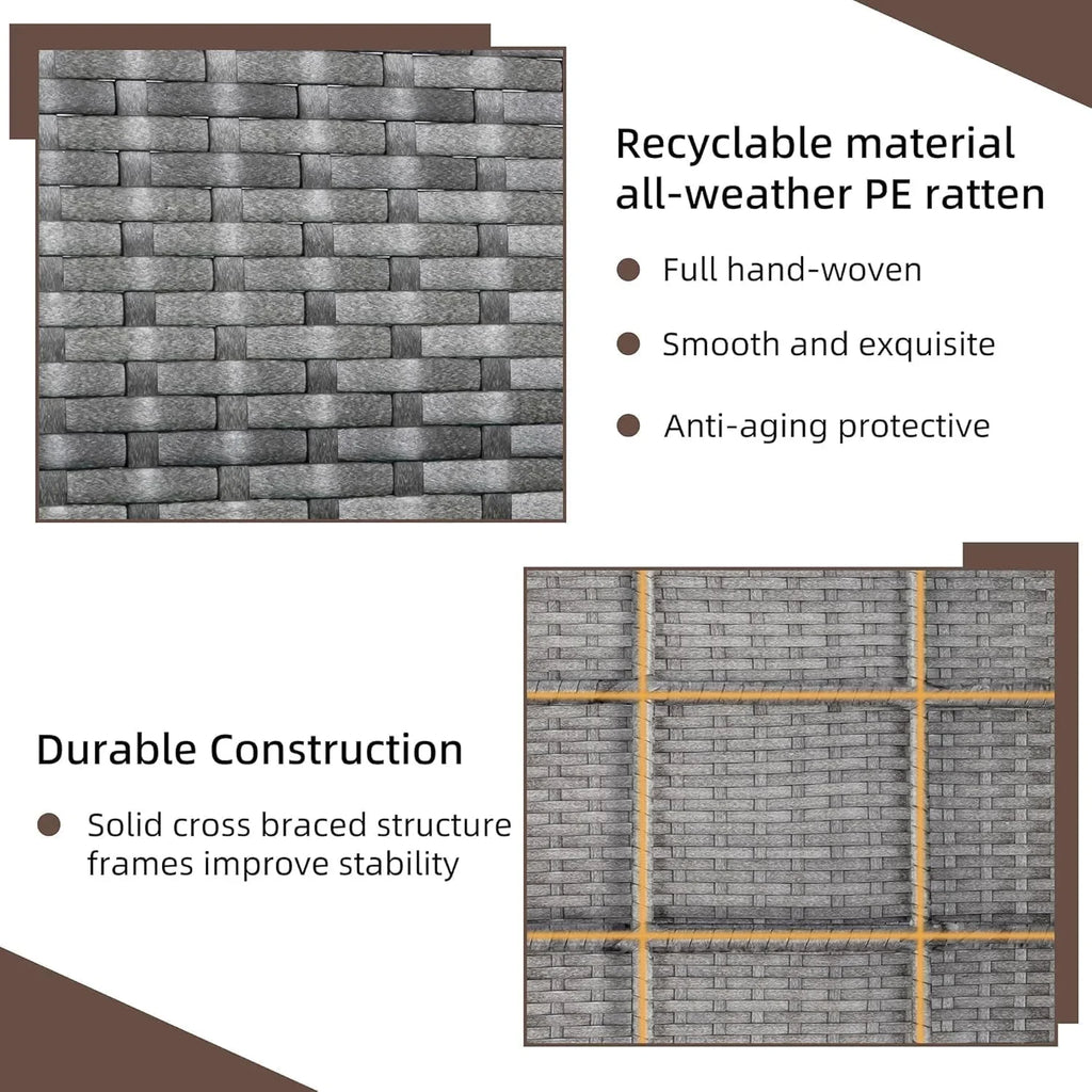 Ensemble de meubles de jardin en rotin Shintenchi 4 pièces, ensemble de conversation en osier