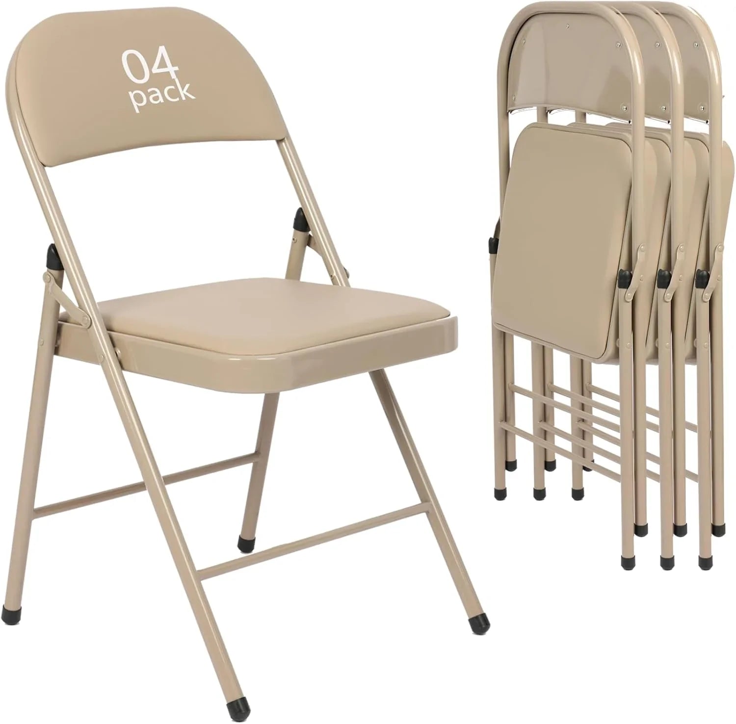 Lot de 6 chaises pliantes noires avec chaises en cuir pour événements intérieurs et extérieurs, chaises rembourrées pour bureau, mariage, fête