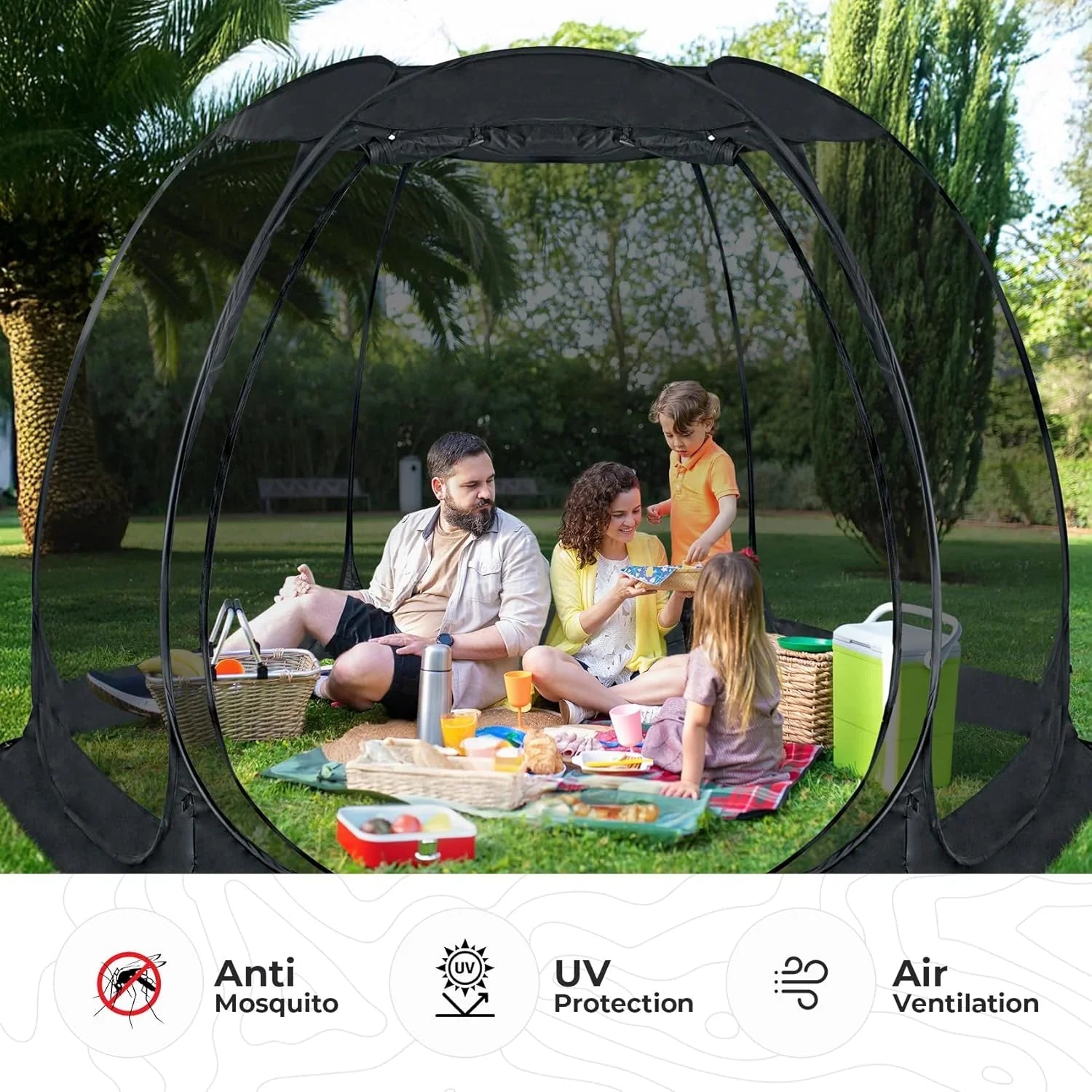 Gazebo Alvantor Screen House, tente à auvent abri igloo escamotable pour 6-10-15 personnes