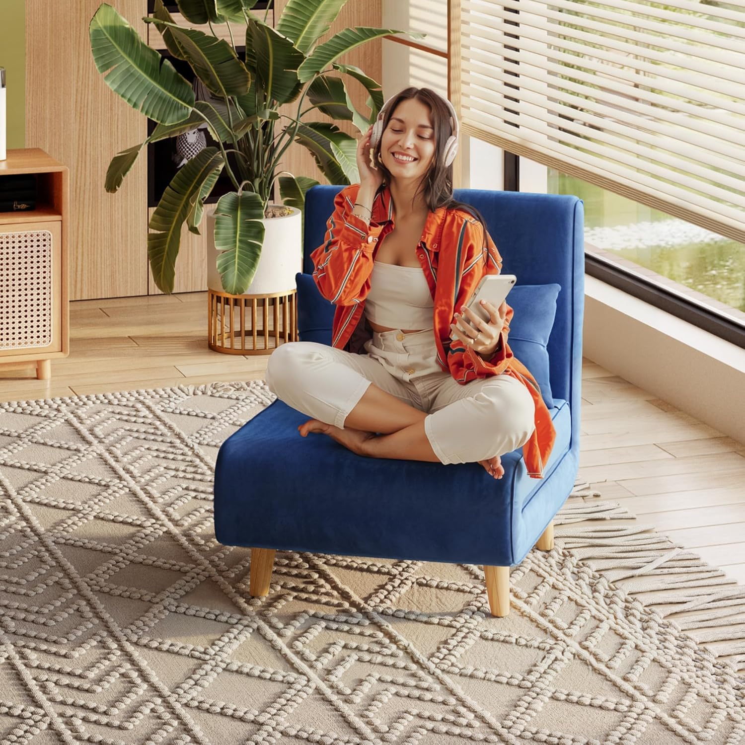 Fauteuil-lit 3 en 1, canapé-lit futon convertible avec dossier réglable