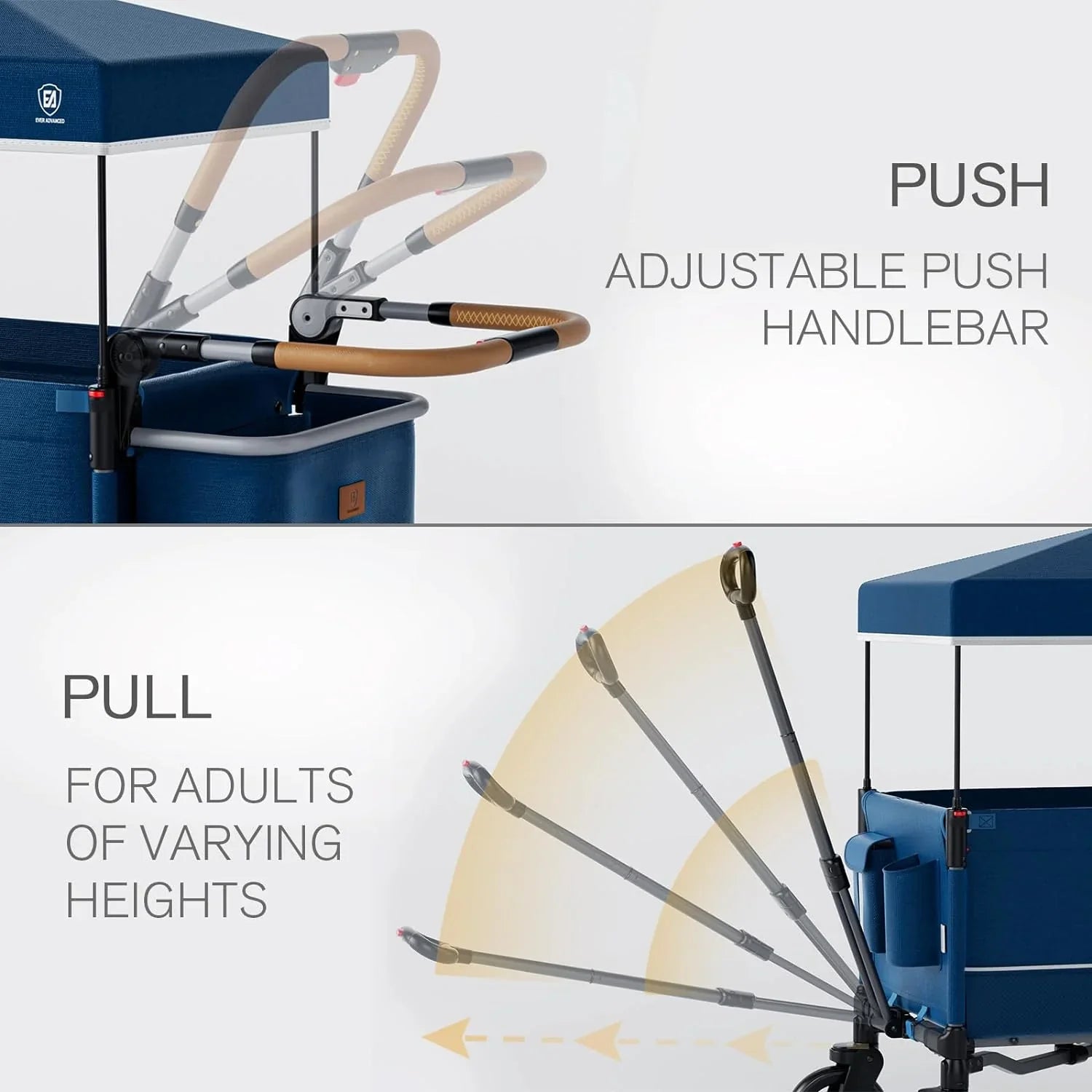 Poussette de voyage à fermeture éclair latérale EVER ADVANCED, poussette push-pull,