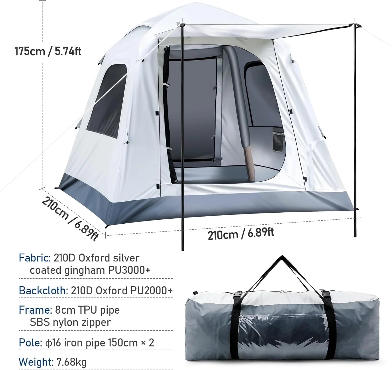 Tente de camping gonflable automatique 3-4 personnes camping de luxe adulte tente de maison gonflable imperméable tente extérieure
