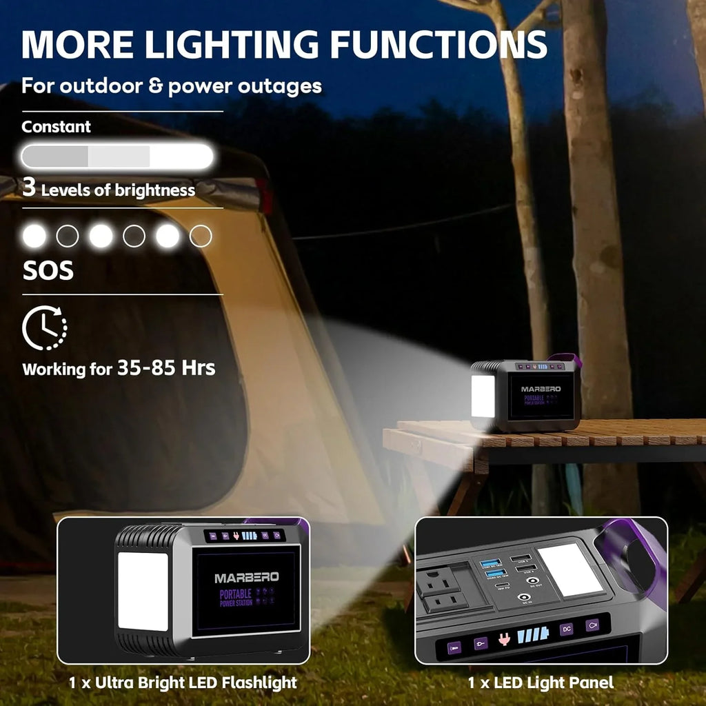 Centrale électrique portable 88 Wh, générateur solaire au lithium pour camping, charge rapide avec prise secteur, batterie externe de 120 W de pointe