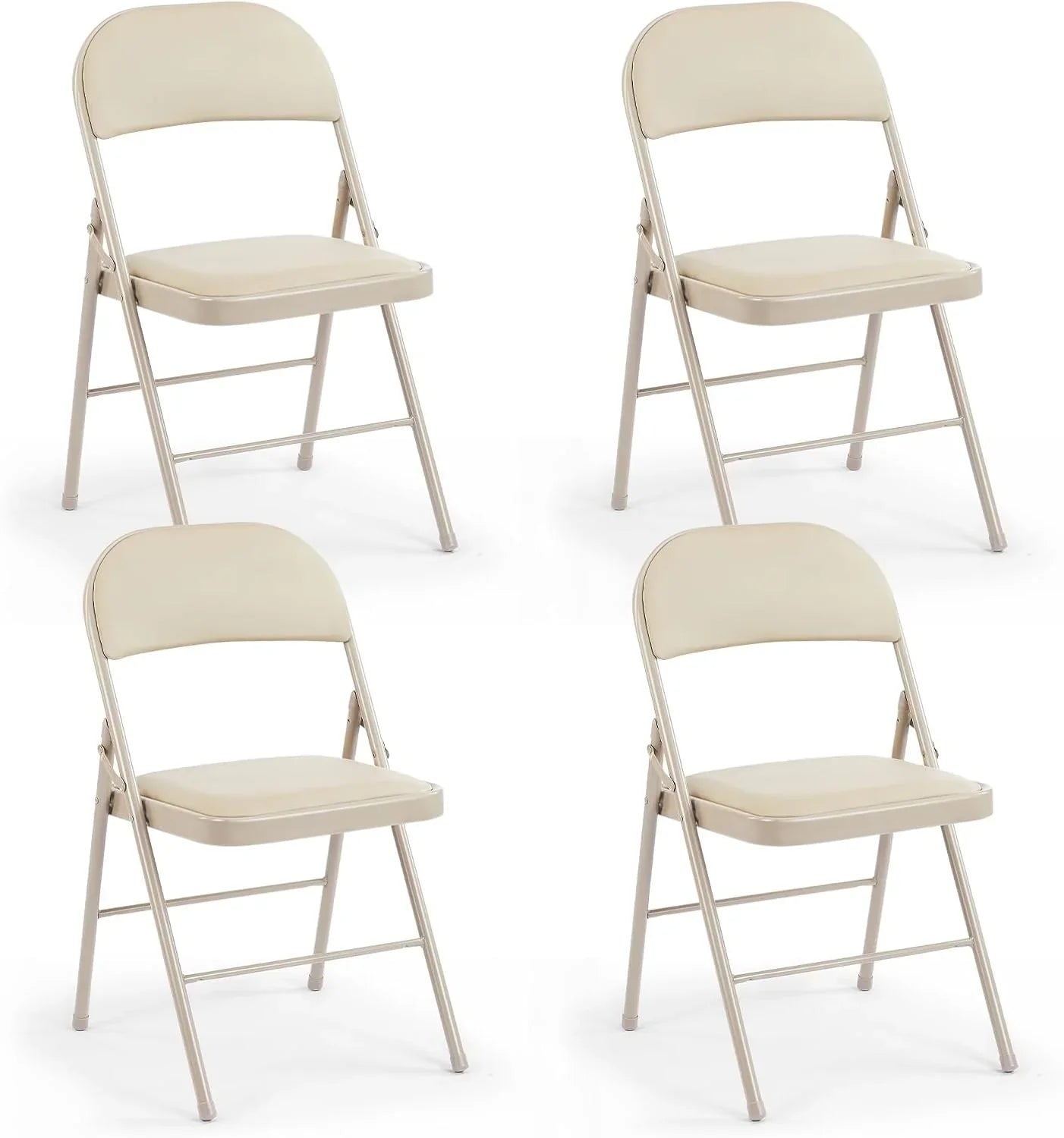 DUMOS Lot de 2 chaises pliantes rembourrées en cuir, siège commercial empilable portable pour intérieur et extérieur