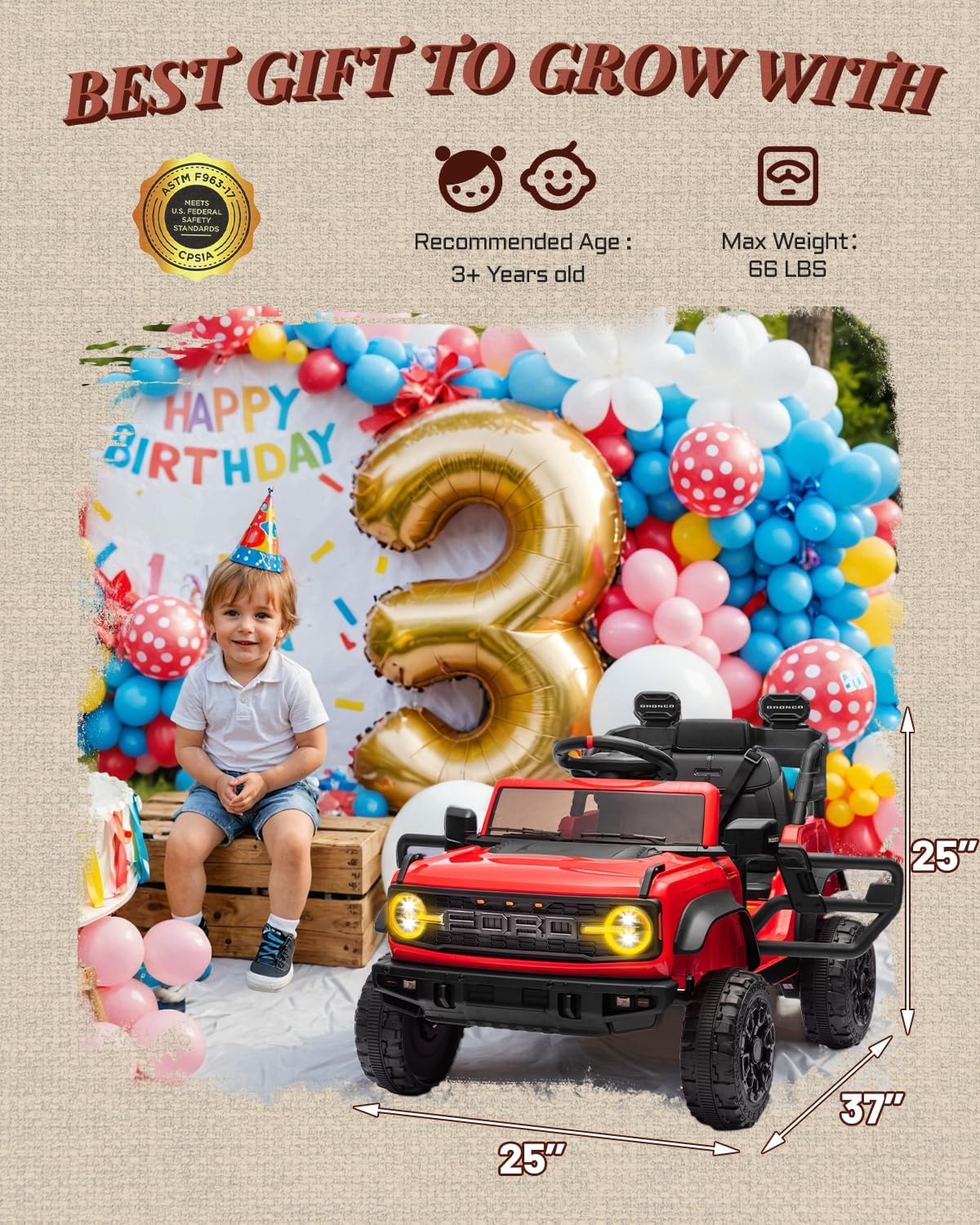 Camion rose pour enfants – Voiture électrique à piles