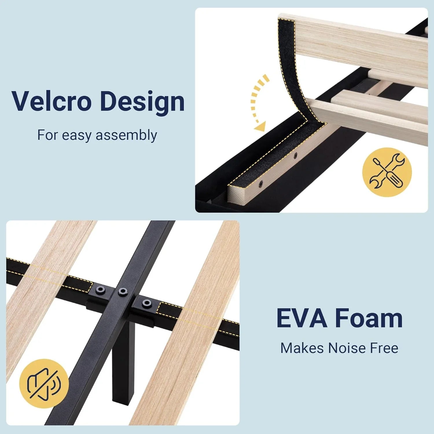 Cadre de lit plateforme Allewie King size avec tête de lit et planches rembourrées en velours