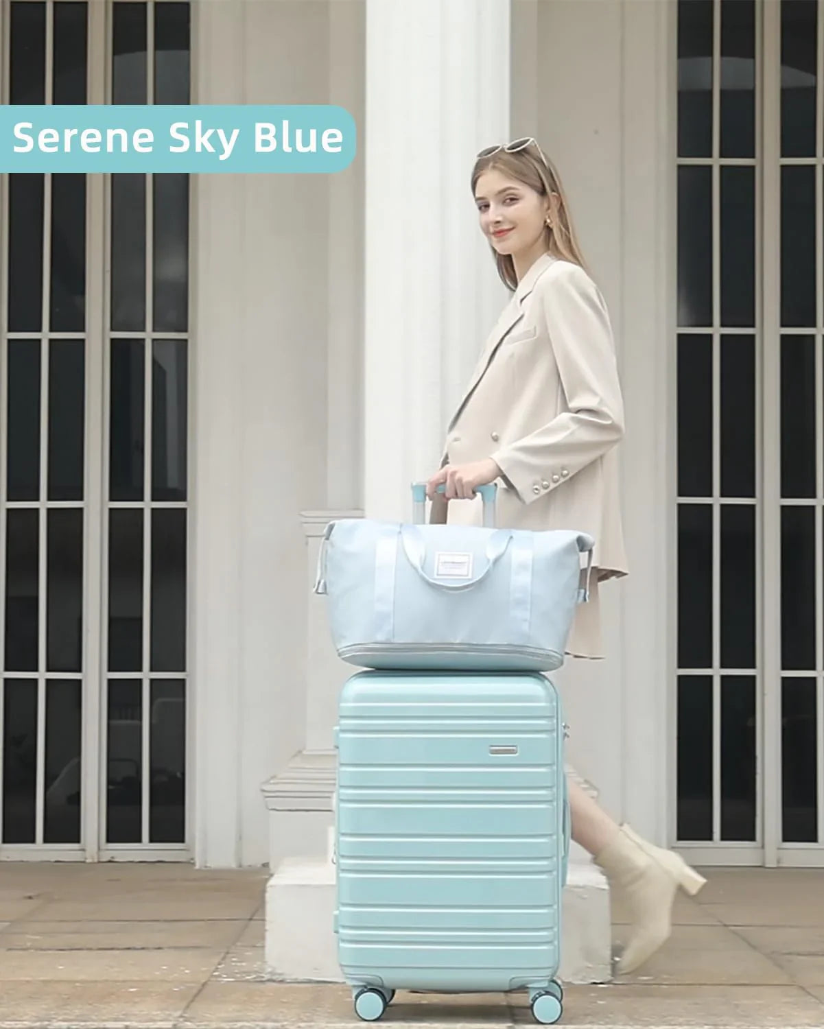 Ensemble de bagages 6 pièces, ensemble de valises rigides extensibles avec roulettes pivotantes, ensemble de bagages à roulettes légers