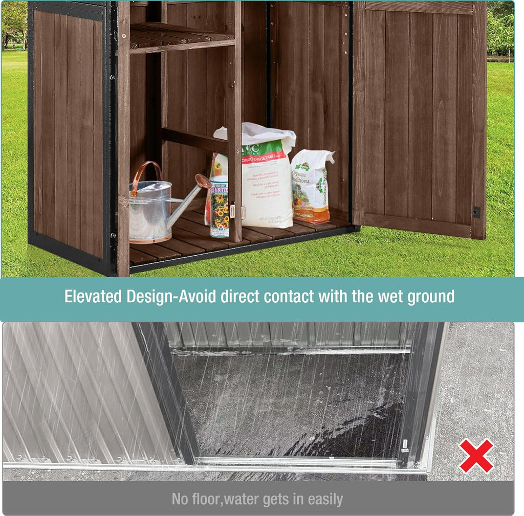 Sheds Outdoor Storage Garden Shed with Metal Frame Structure and Adjustable Shelves Large Capacity Storage Tool Cabinet Box