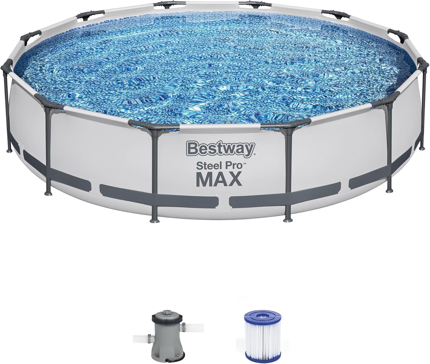 Kit de piscine hors sol extérieure à cadre métallique rond Steel Pro MAX 10' x 30'