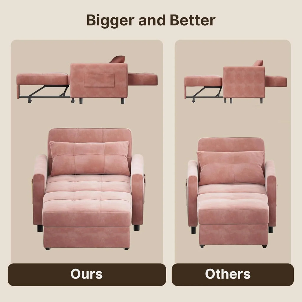 Canapé-lit convertible 3 en 1, convertible en lit simple gigogne avec dossier réglable, spacieux et multifonctionnel