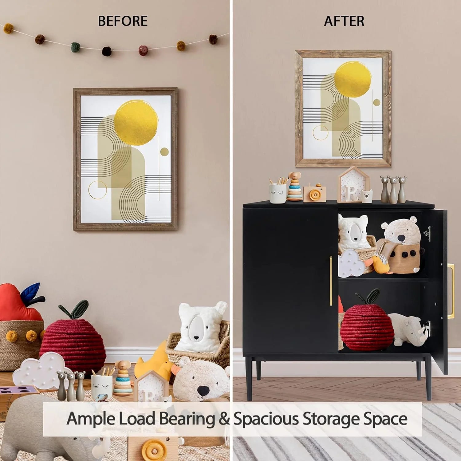 Meuble indépendant en bois noir pour salon, chambre, salle à manger et couloir