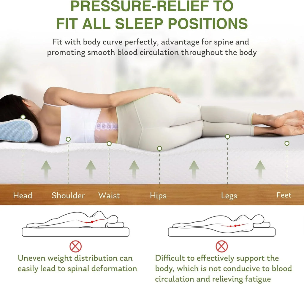 Matelas double de 8 pouces avec mousse à mémoire de forme pour un soutien moyennement ferme