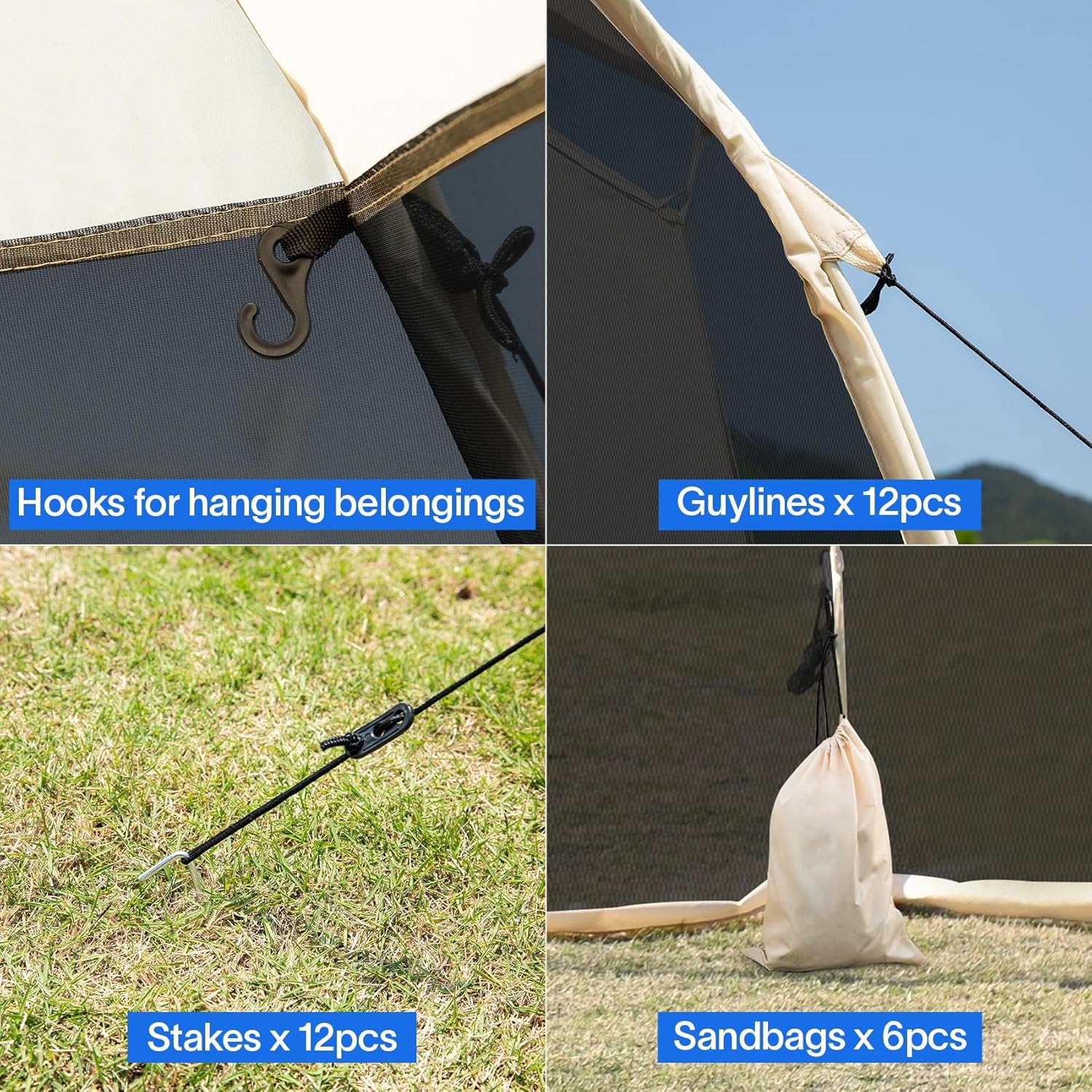 Gazebo Alvantor Screen House, tente à auvent abri igloo escamotable pour 6-10-15 personnes