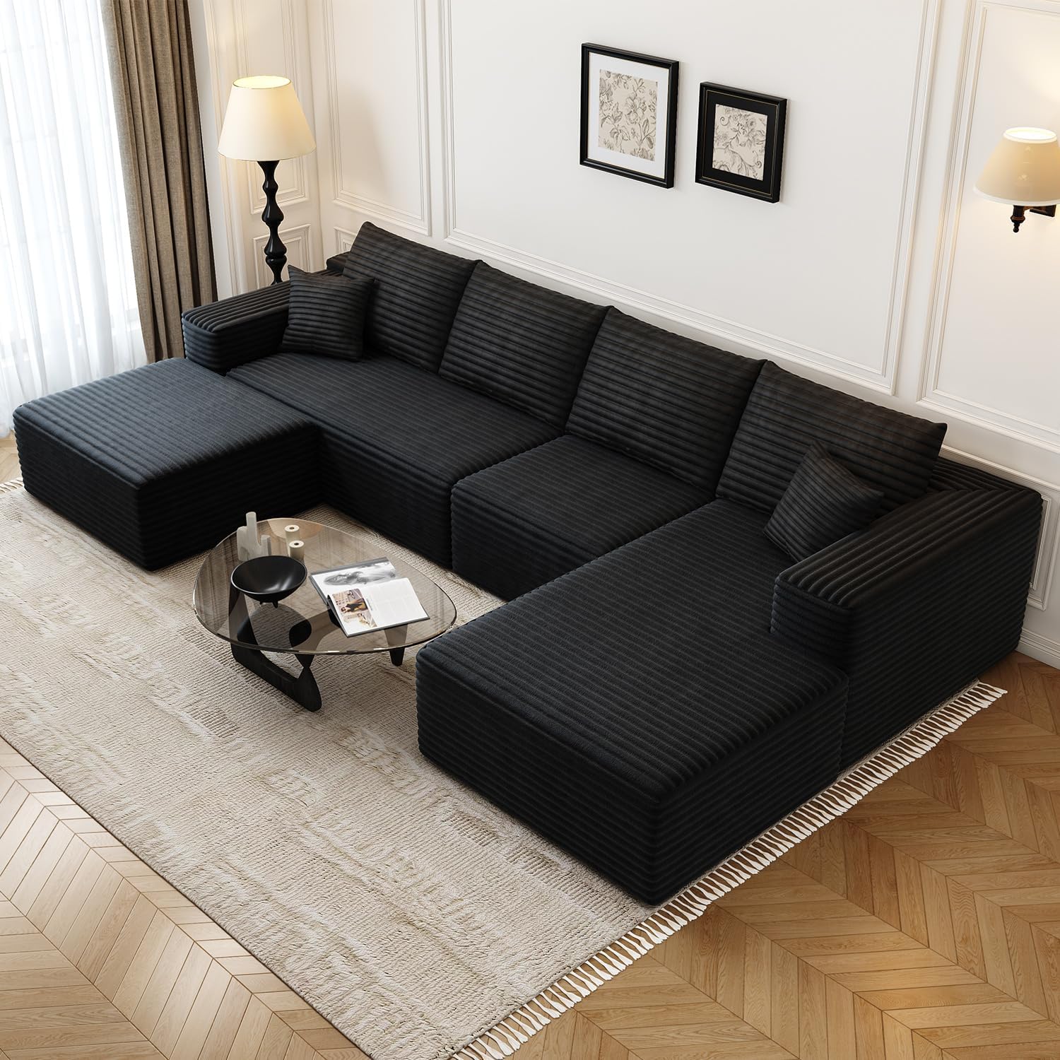 Canapé modulaire sectionnel Cloud de 107,5 pouces avec chaise longue en L, canapé rembourré minimaliste moderne, canapé d'angle à assise profonde