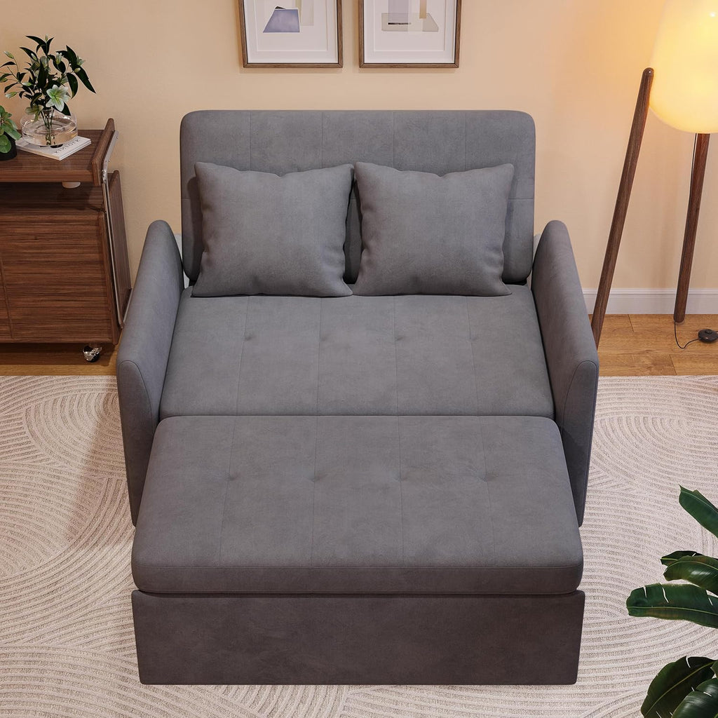 Canapé-lit convertible 3 en 1, convertible, gigogne, petit canapé causeuse, futon, pleine grandeur, causeuse en velours de 117 cm