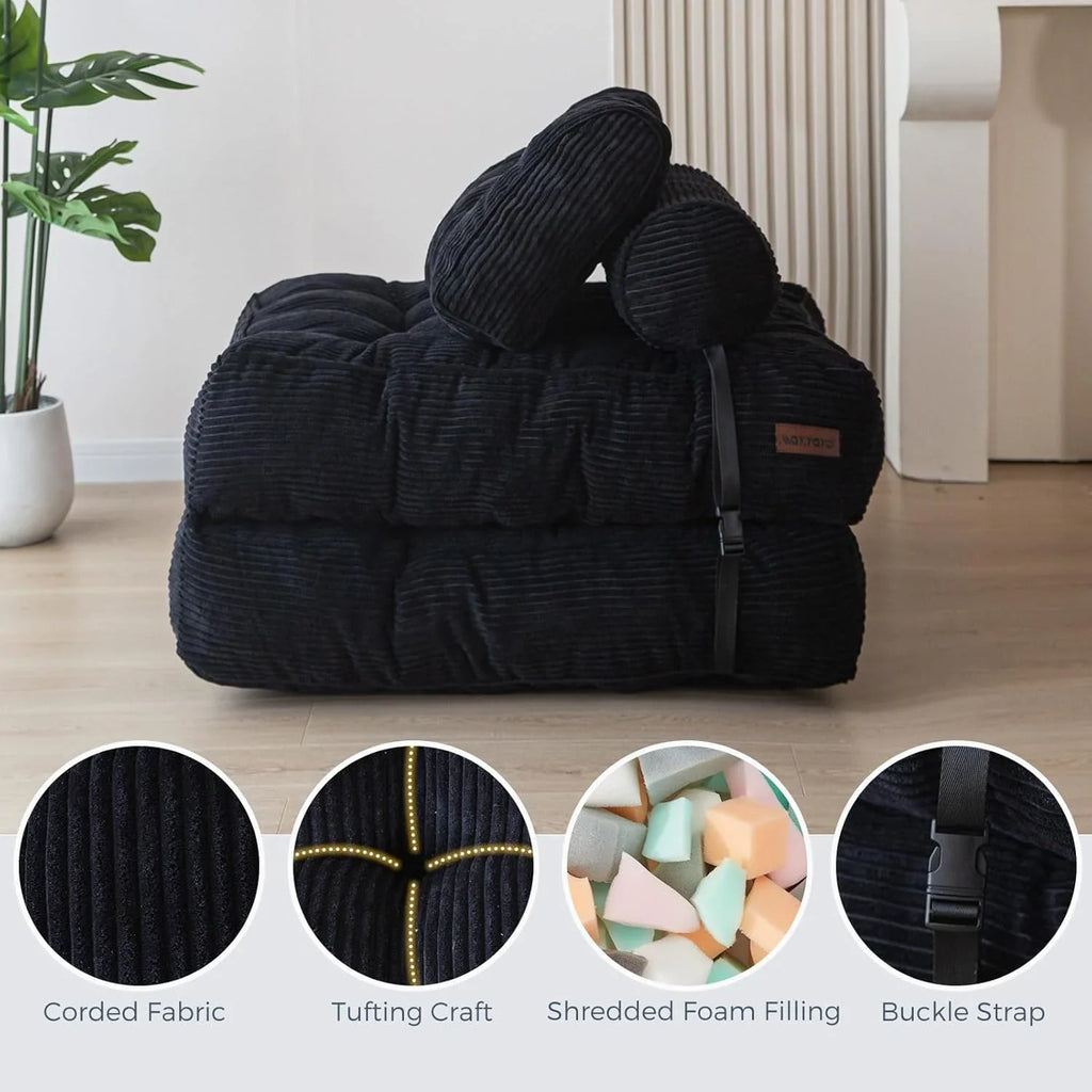 Canapé-lit pliant MAXYOYO, fauteuil convertible avec oreiller, matelas pliable avec support dorsal, fauteuil-lit pliant portable