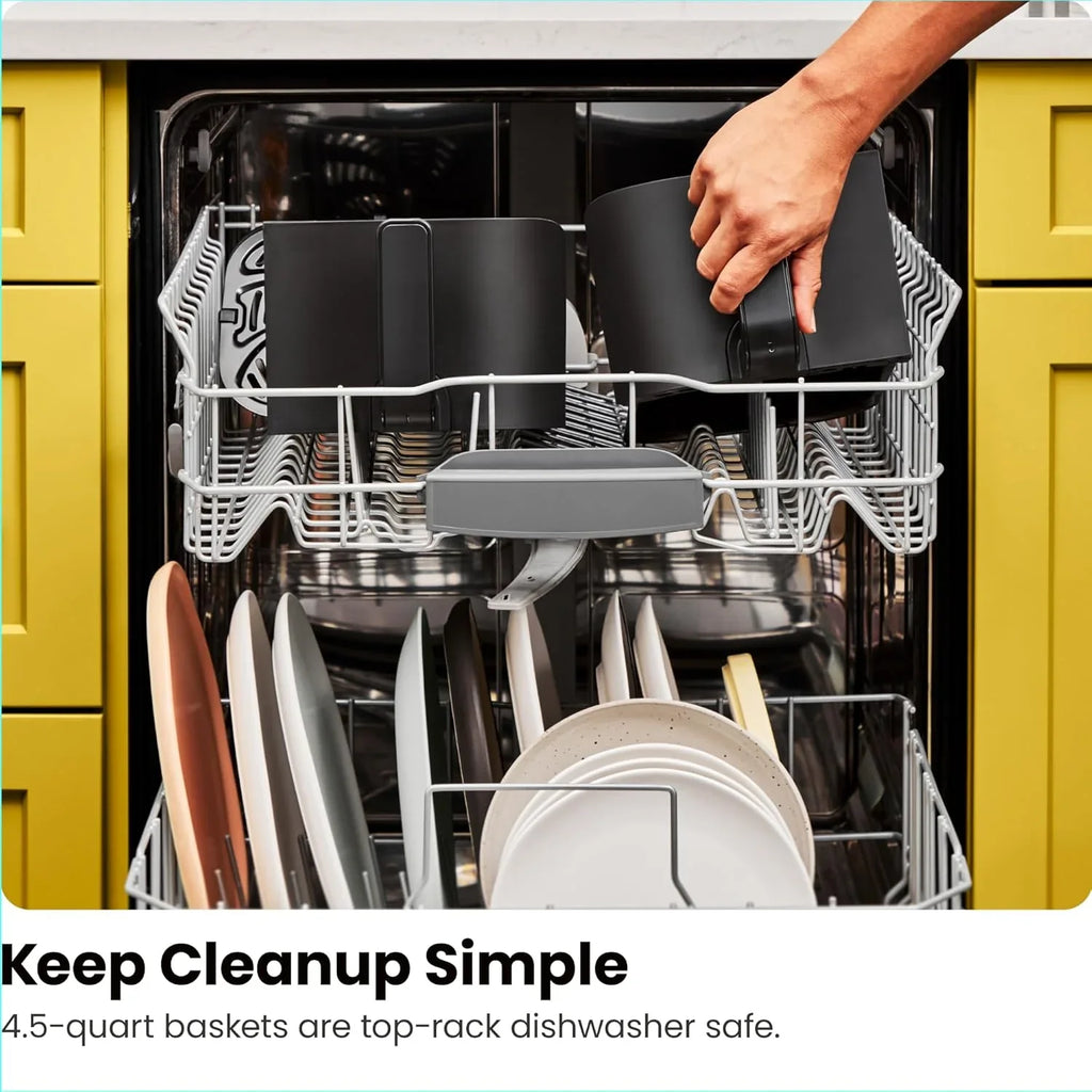 Friteuse à air double panier Chefman 6 pintes - Écran tactile numérique, finition Smart Sync, friture haute température, arrêt automatique, 2 poêles antiadhésives indépendantes de 3 pintes, paniers lavables au lave-vaisselle