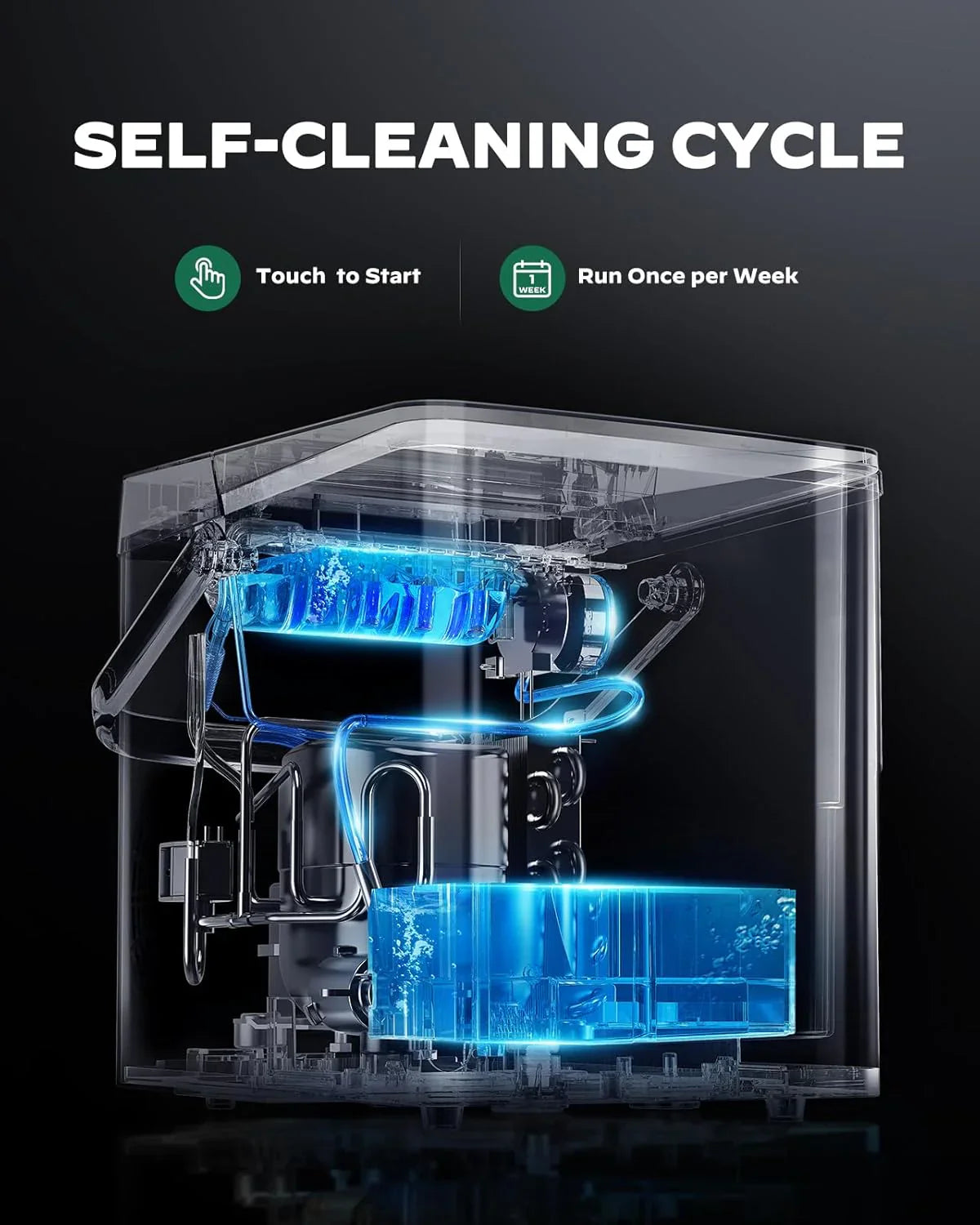 Machine à glaçons de comptoir Silonn avec panier à glaçons extensible, 9 glaçons en 6 minutes, panier à glaçons de 2,5 L, machine à glaçons autonettoyante avec commande tactile à LED