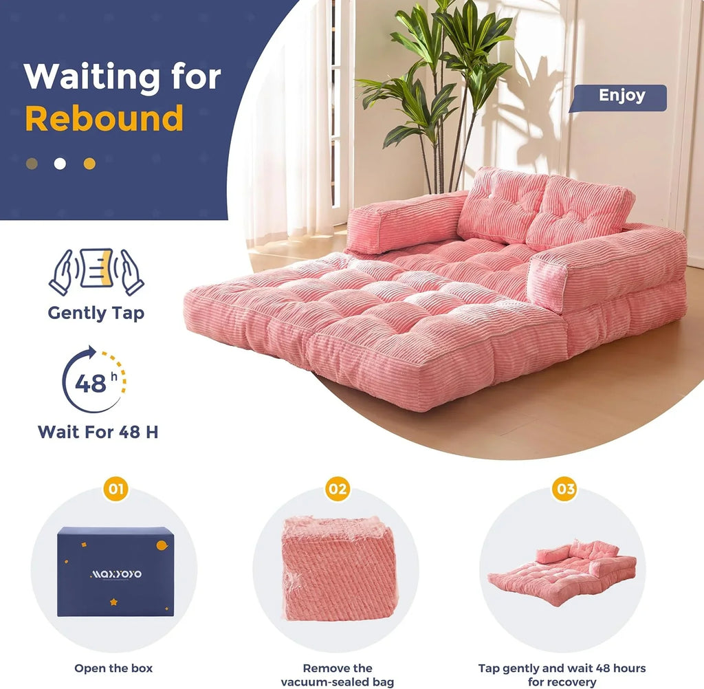 Canapé-lit pliant, canapé-lit convertible en L avec accoudoirs et oreillers